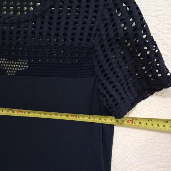 Michael Kors Womens XS Navy Dress With Mesh Yoke Short Sleeves Made In Vietnam - Picture 11 of 12